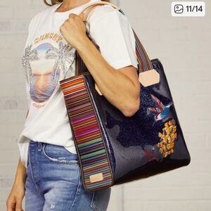 Consuela Haley blue with hummingbird Classic Tote Bag EUC Rare HTF